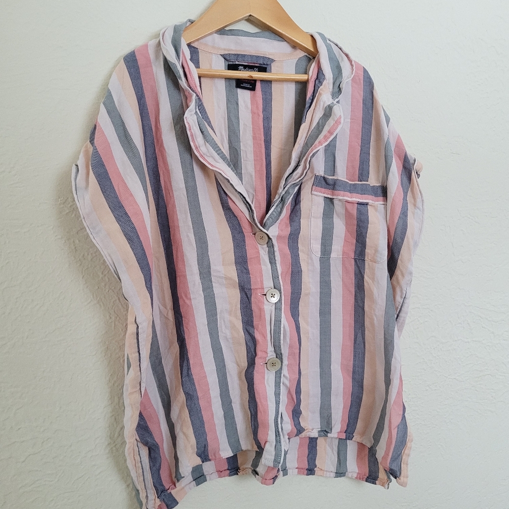 Madewell Flannel Bedtime Pajama Top in Lonnie Stripe